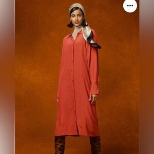 Uniqlo X Hana Tajima midi dress button front shirt fall modest